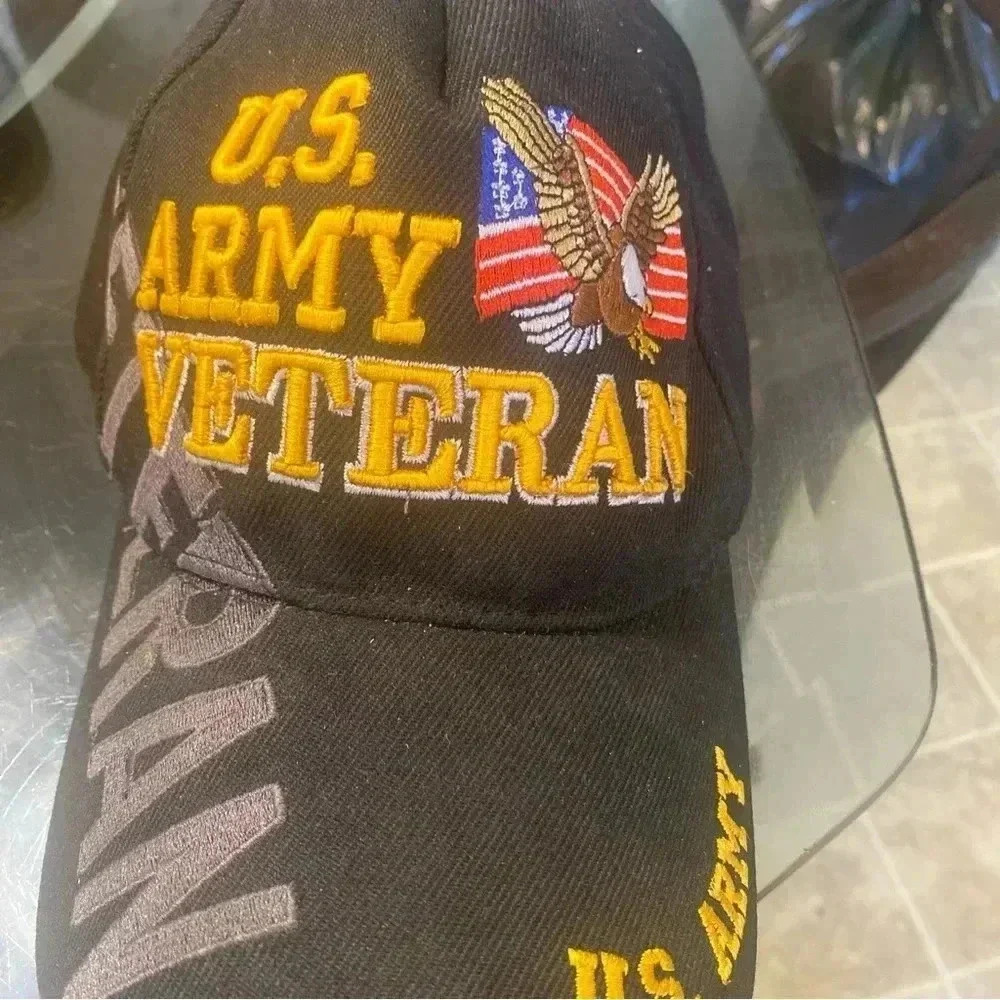 Men’s U S Army Veteran Hat Eagle Flag Logo One Size